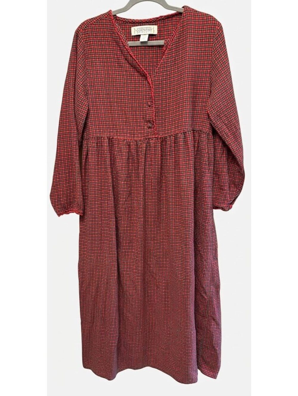 Vintage Victoria's Secret Country Plaid Button-Front Maxi Nightgown Dress Medium